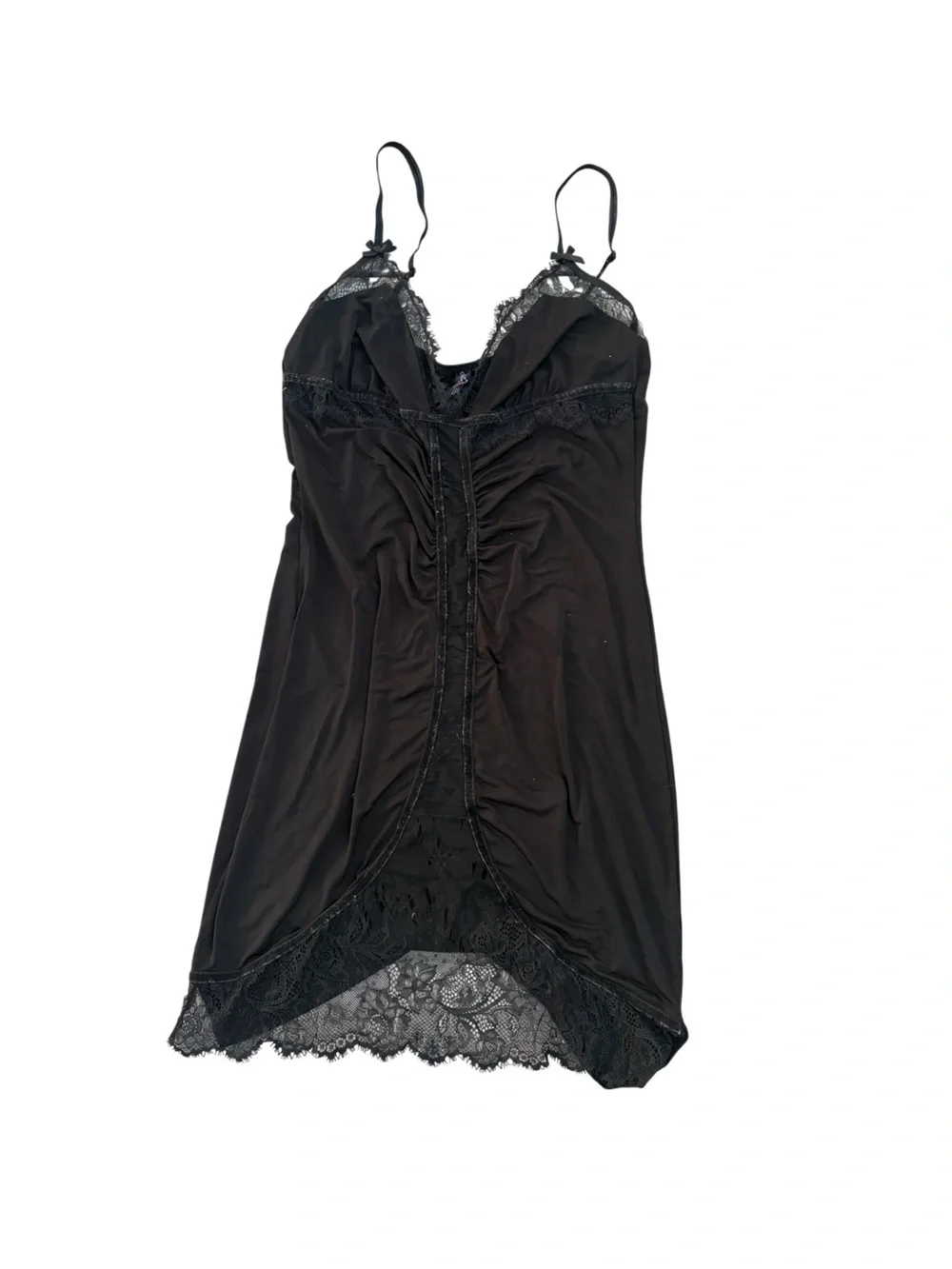 Victoria’s Secret Sexy Little Things Black Lace Trim Chemise Slip Dress Y2K